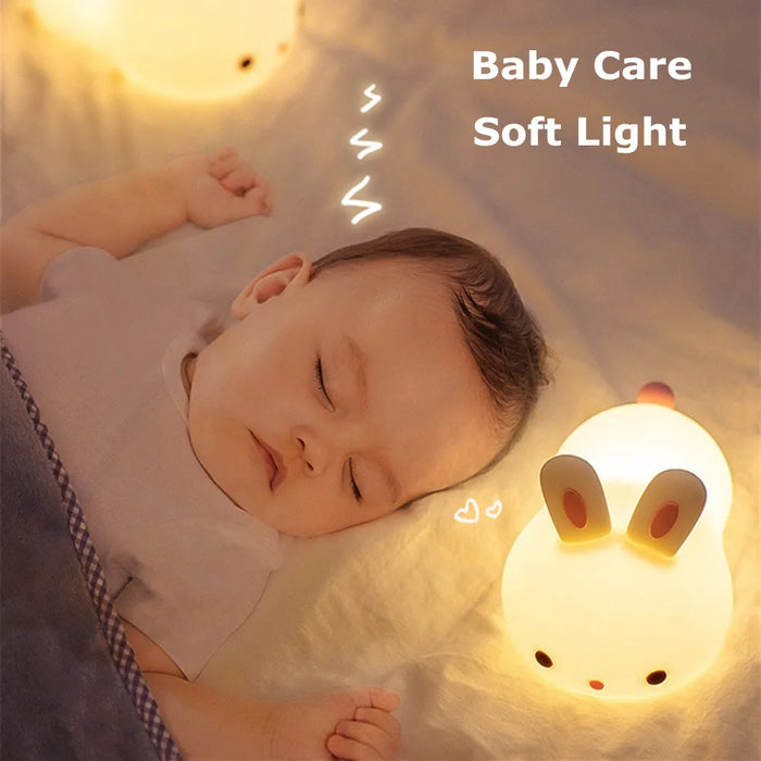 Capteur tactile RGB LED lapin veilleuse télécommande 16 couleurs USB Rechargeable Silicone lapin lampe pour enfants bébé jouet cadeau
