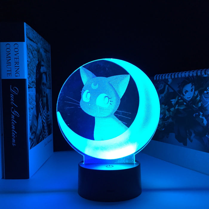 Veilleuse Chat Lune LED 7/16 Couleurs LED USB 15 CM : Une ambiance magique pour vos nuits