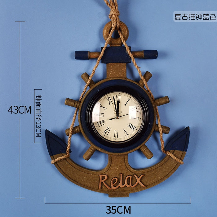 Horloge Murale Vintage Ancre 35x43 CM | Ajoutez une Touche Marine et Nostalgique à votre Décoration !