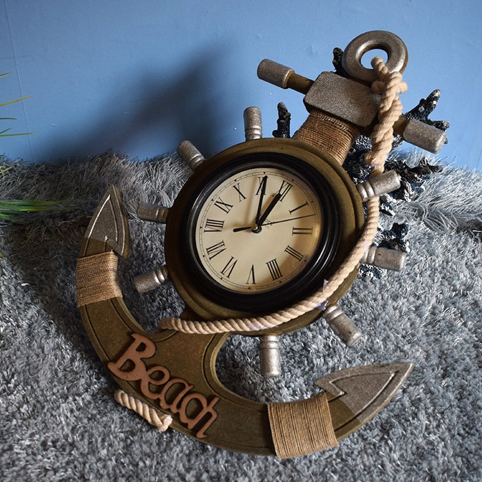 Horloge Murale Vintage Ancre 35x43 CM | Ajoutez une Touche Marine et Nostalgique à votre Décoration !