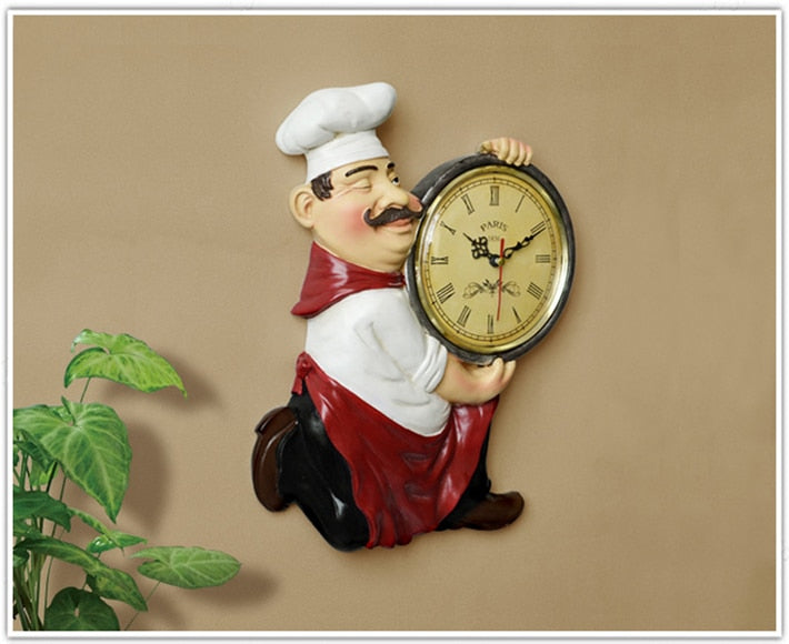 Horloge Murale Vintage Cuisinier-Chef - Un Temps Rétro pour Votre Cuisine