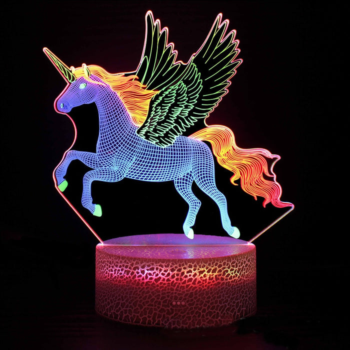 Veilleuse Licorne 3D LED Tactile | Un Cadeau Magique pour Enfant et Bébé de 21x15 cm !