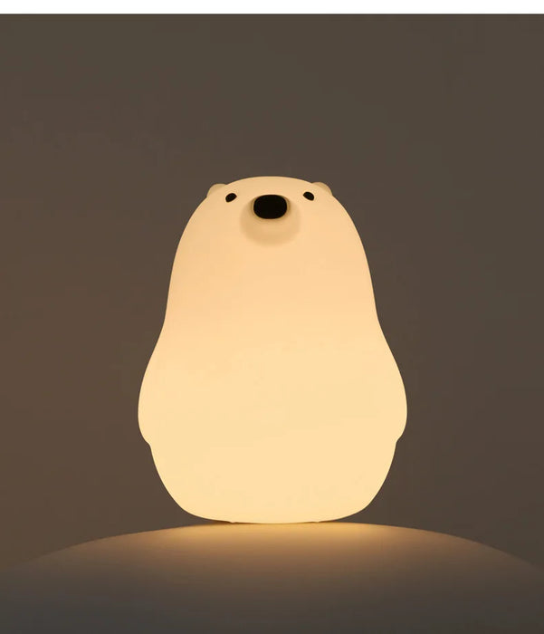 Lampe de nuit LED en Silicone, Kawaii, ours mignon, capteur tactile, chat, lumières d'animaux, lanterne de chevet, chambre à coucher, lampe de décoration cadeau