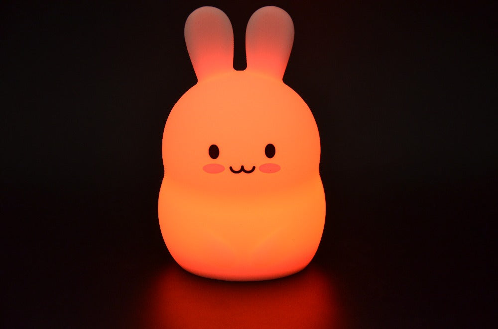 Veilleuse Lapin LED Tactile avec 9 Couleurs - Parfaite pour Enfants et Bébés - Cadeau de 14x9 CM