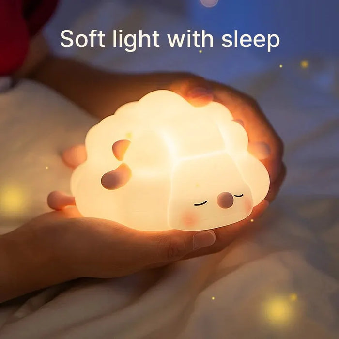 LED Sleeping Sheep Lamp USB Rechargeable Nightlight Touch Sensor Silicone Dimmable Mood Light for Bedroom Decor Birthday Gift