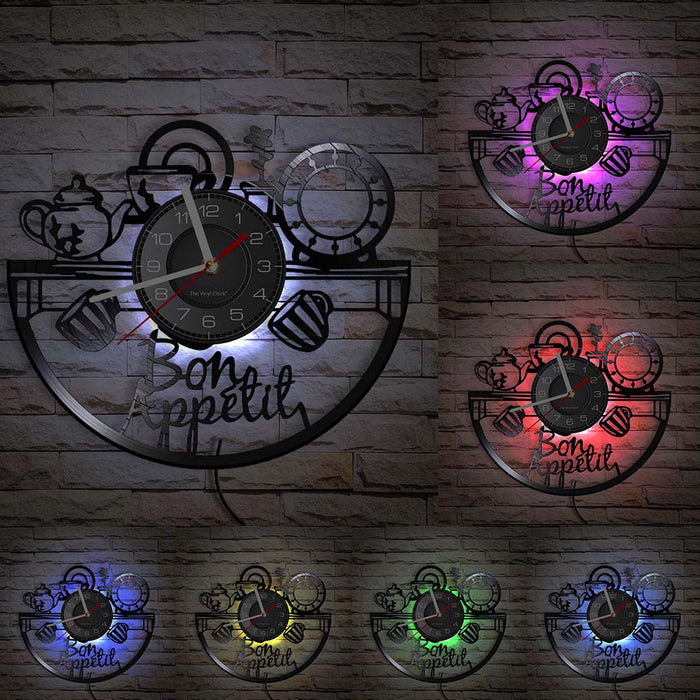 Horloge Murale Lumineuse Cuisine Thé - L'Heure du Thé dans votre Décor