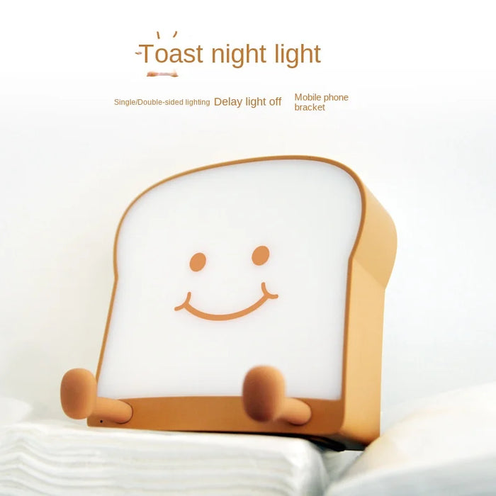 Cute Nightlight Toast LED Nightlight Rechargeable and Timer Portable Bedroom Bedside Lamp A Gift for Girls, Boys, Kids, Women
