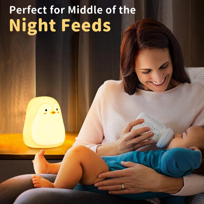 7 coloré mignon pingouin bébé veilleuse pour enfants chambre lampe Led Usb charge Protection des yeux enfant lumières à côté des cadeaux