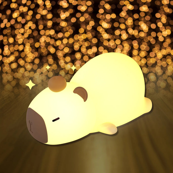 Capybara Veilleuse Mignonne En Silicone Lampe LED Tactile Détection Veilleuse RVB Lumière Douce Chambre D'enfant Bureau Décoration Cadeau