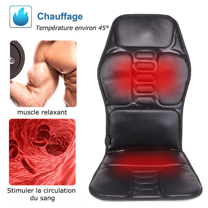 Coussin Chauffant (Oreiller Chaud) de Massage Électrique du Dos, Chaise de Massage Vibrante pour Lombaire