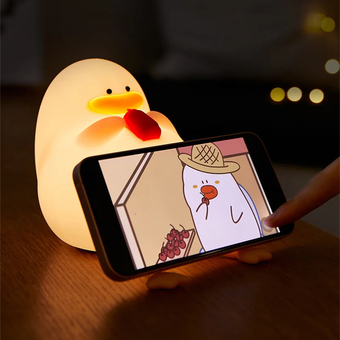 Lampe LED Rechargeable par USB en Silicone Souple, RVB, Canard Mignon, Lumière Animale Créative, Cadeau pour Enfants, Décoration de Chambre à Coucher de Vacances