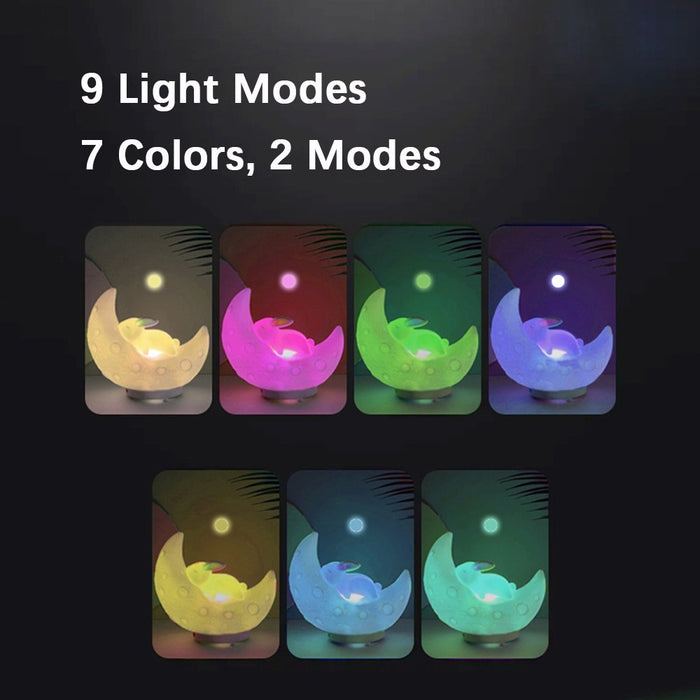 Veilleuse Lapin Lune Musique LED avec Bluetooth Haut-Parleur - Créez une Ambiance Magique et Apaisante - Taille 20 CM