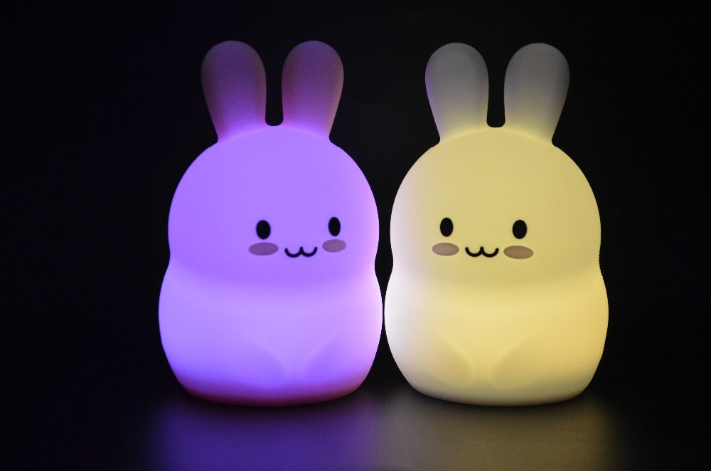 Veilleuse Lapin LED Tactile avec 9 Couleurs - Parfaite pour Enfants et Bébés - Cadeau de 14x9 CM