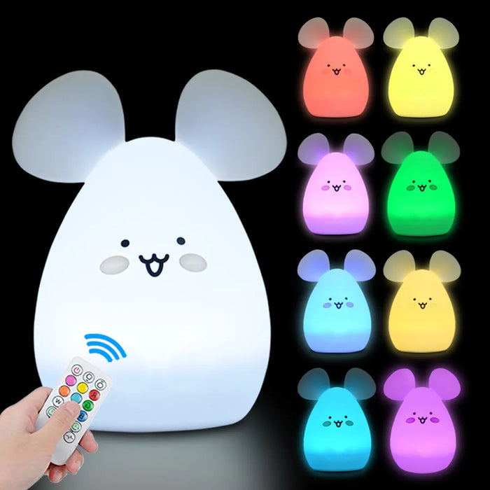 Hibou LED veilleuse capteur tactile télécommande 9 couleurs minuterie réglable Rechargeable Silicone lampe de nuit pour enfants bébé cadeau