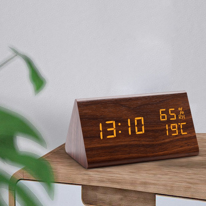 Réveil en bois LED contrôles son électroniques USB 10x7.3 CM