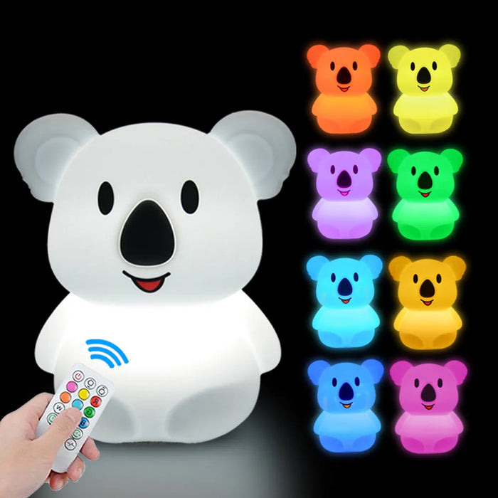 Lampe LED en forme de lapin avec télécommande à capteur tactile, 9 couleurs, minuterie à intensité réglable, Rechargeable, en Silicone, pour enfants, cadeau pour bébé