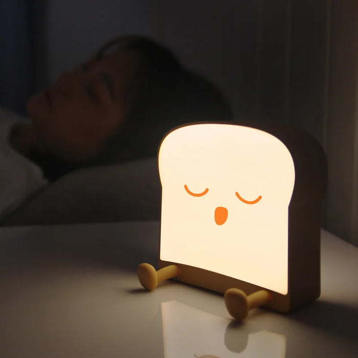 Cute Nightlight Toast LED Nightlight Rechargeable and Timer Portable Bedroom Bedside Lamp A Gift for Girls, Boys, Kids, Women