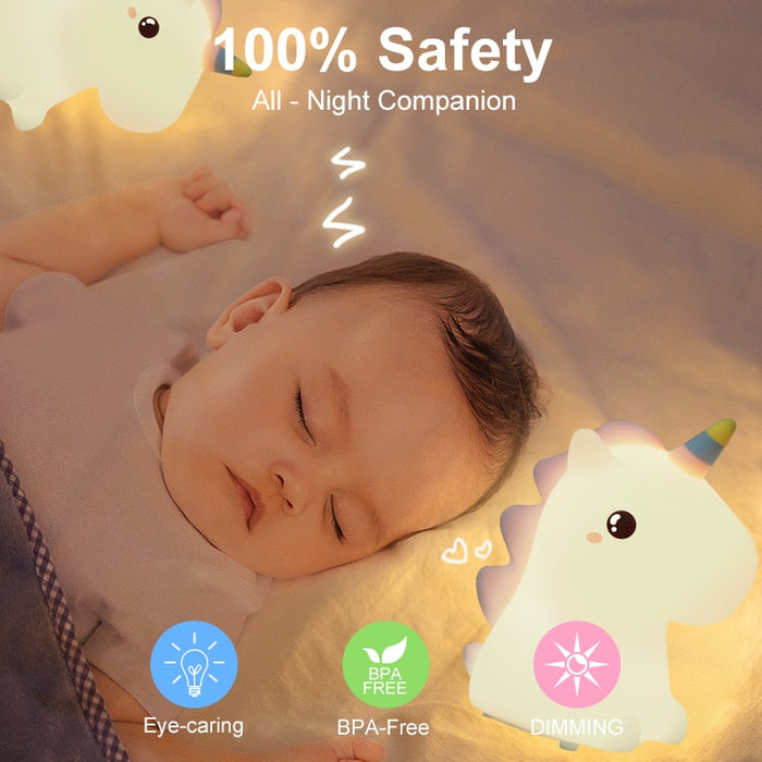 Veilleuse Licorne Bébé USB LED 6 Couleurs 18x11 cm | Une Douce Lueur pour le Sommeil de Votre Enfant !