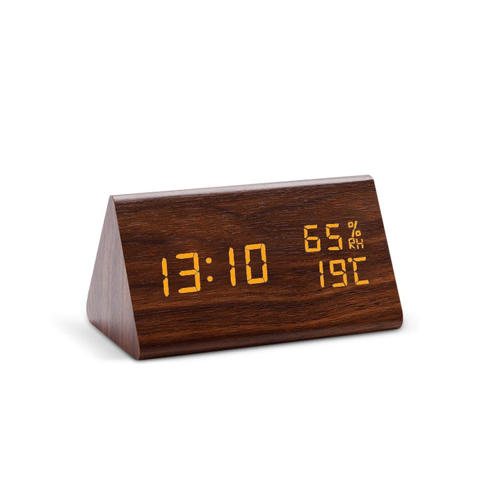 Réveil en bois LED contrôles son électroniques USB 10x7.3 CM