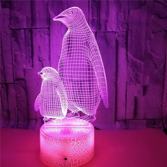 Lampe 3D pingouin pour enfants, illusion d'animal, veilleuse pour chambre à coucher, décoration d'anniversaire, cadeaux de Noël pour garçon et fille