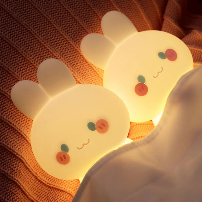 Mignon Silicone veilleuses lapin dessin animé chambre lampe pour chambre d'enfants décor Rechargeable synchronisation gradation sommeil veilleuse