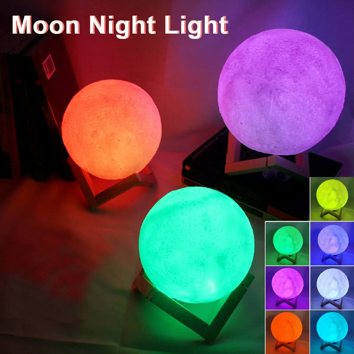 8cm Lune Lampe LED Veilleuse Alimenté Par Batterie Avec Support Lampe Étoilée Chambre Décor Veilleuses Enfants Cadeau Lune Lampe