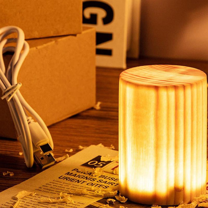 Lampe de Chevet Bois LED Cylindrique et Élégant 220 V : Éclairage Moderne pour Votre Espace de Nuit