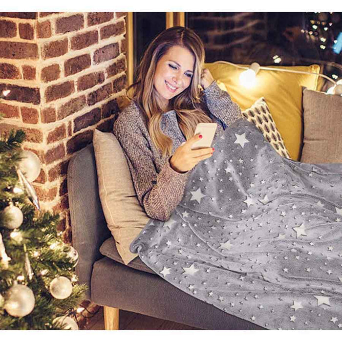 Couverture fluorescente de nuit en flanelle super douce, cadeau pour adultes et enfants, couverture magique en peluche chaude d'hiver pour lit, canapé, couvre-lit