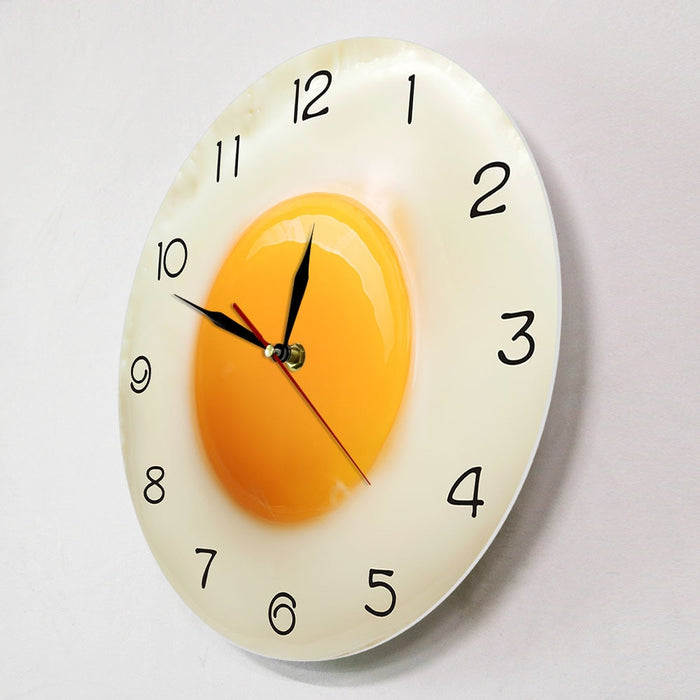 Horloge Murale Oeuf Petit déjeuner Acrylique Silencieuse : Une Touche Délicieuse pour Votre Cuisine