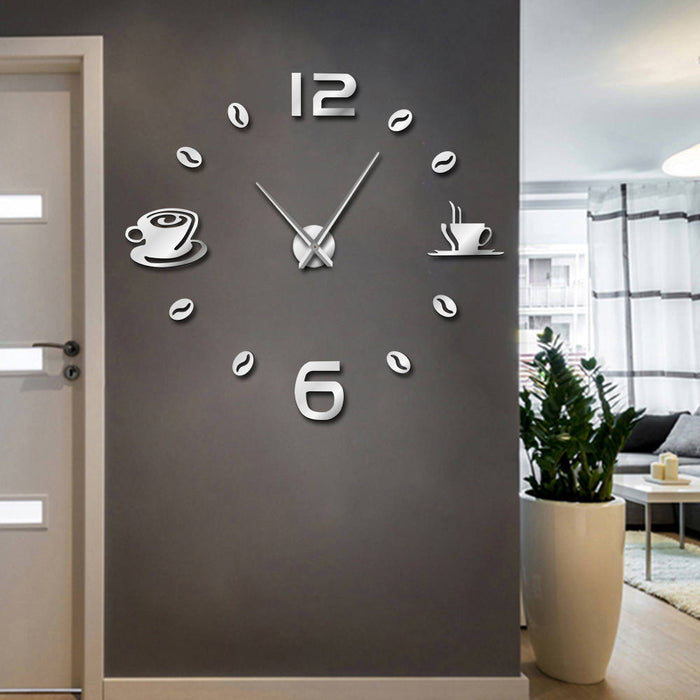 Horloge Murale sans Cadre Tasse à Café Grain de Café : Un Accroche-regard dans votre Espace Café