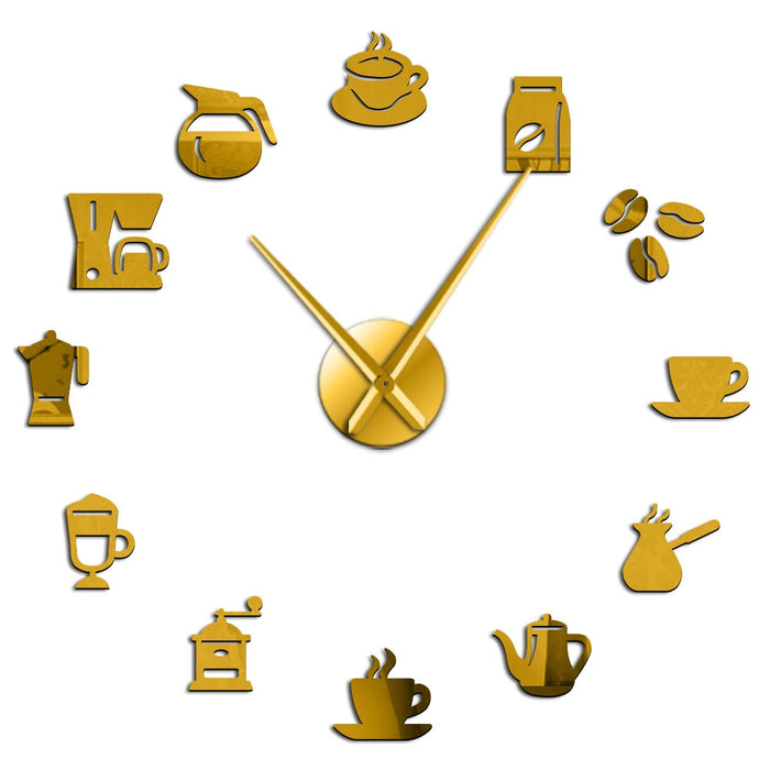 Horloge Murale sans Cadre Tasse à Café Grain de Café : Un Accroche-regard dans votre Espace Café