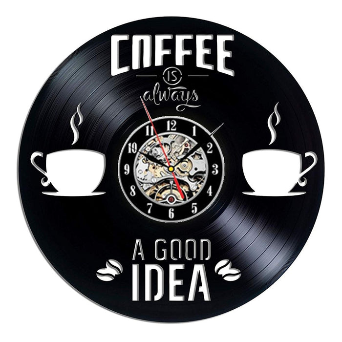 Horloge Murale Coffee LED Café Vintage Vinyle 30 CM : Un Temps Rétro pour les Amateurs de Café