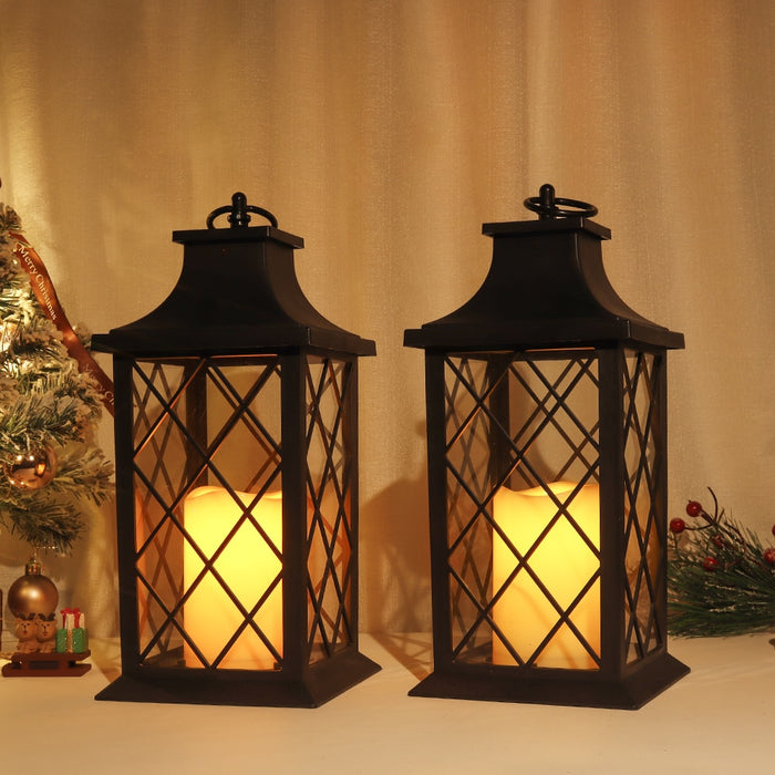 Lanterne Bougie Vintage Noir - Charme rétro pour votre décoration