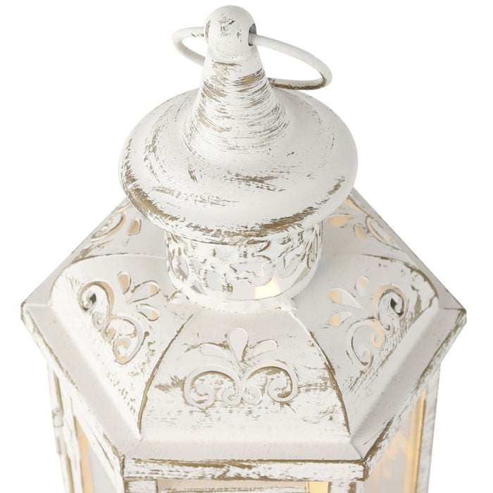 Lanterne Bougie en Acier Vintage Blanc et Noir 12x25cm - Ajoutez une touche rétro à votre décoration
