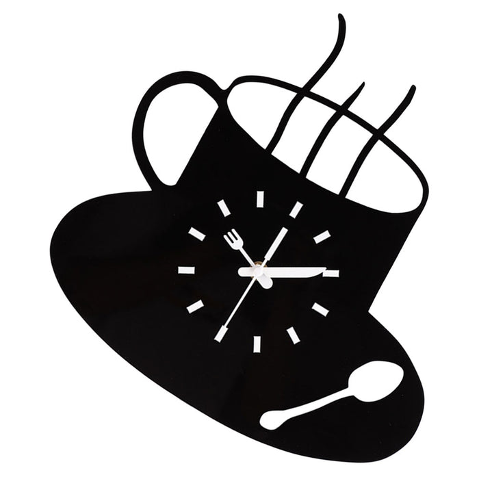 Horloge Murale Cuisine Tasse Miroir Silencieuse Acrylique Noir : L'Élégance du Temps dans Votre Cuisine