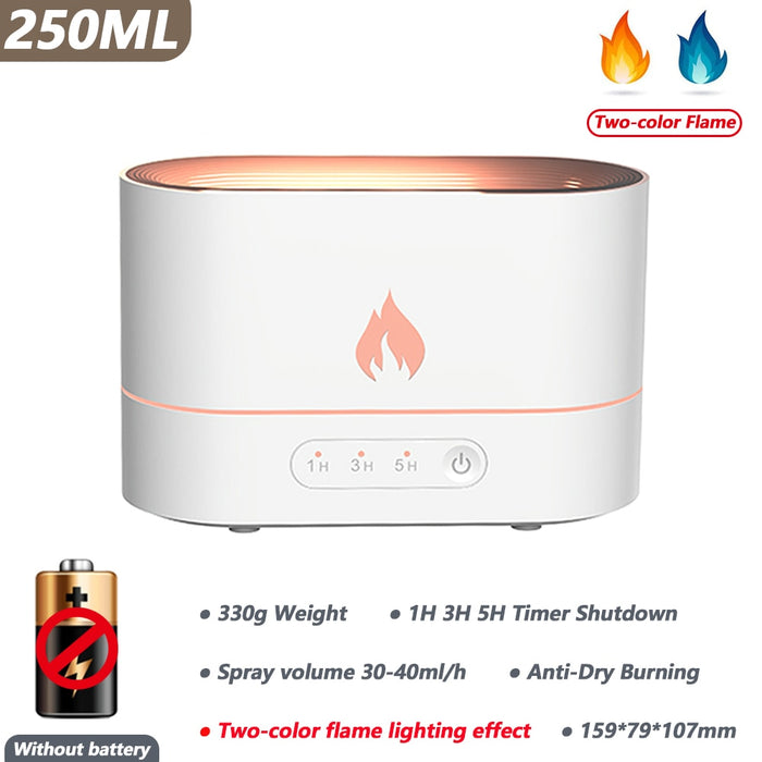 🔥💧 Humidificateur à Flamme et Diffuseur d'Huile 180/220 ml - Atmosphère Envoûtante avec Air Purifié et Parfumé 🌿✨