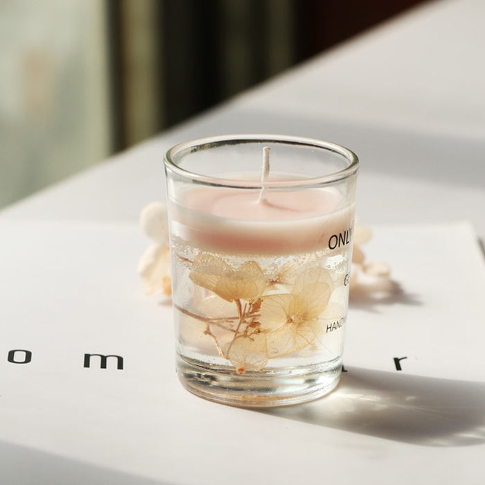 Bougie Gel Parfumée Ivoire et Rose Fleur Séchée - Créez une ambiance romantique et parfumée