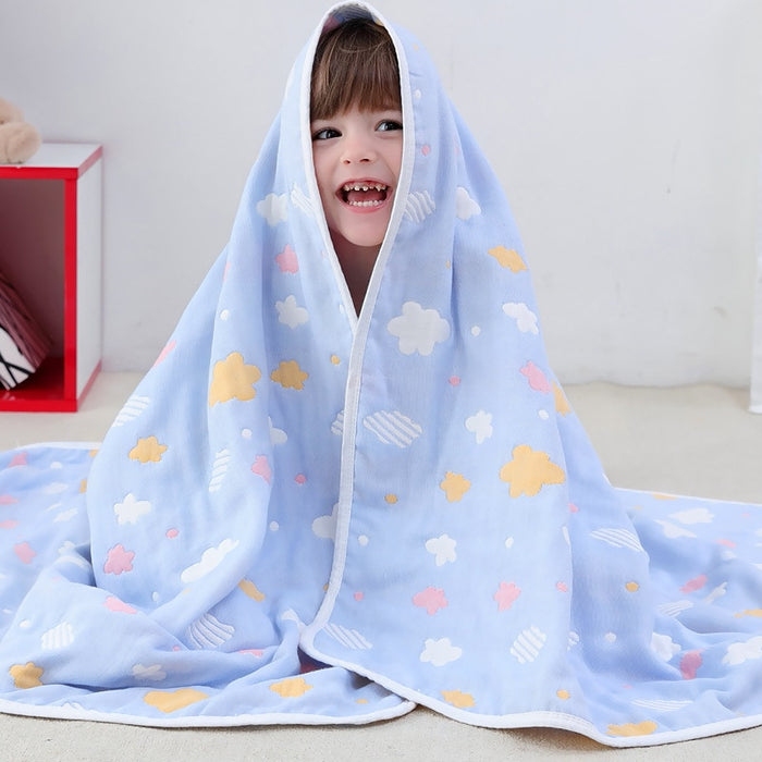 Couverture de gaze de dessin animé pour bébé, 6 couches, 110x110cm, emmaillotage nouveau-né en coton, couette ronde, serviette de bain pour enfants, literie