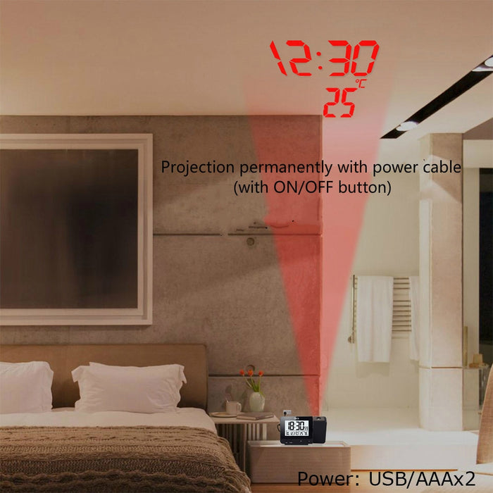 Réveil projection heure numérique Snooze rétroéclairée, 16x10 CM