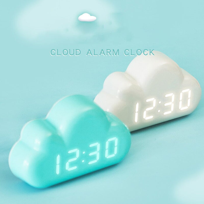 Réveil de Nuages à Commande Vocale, Horloges LED Kawaii, Snooze de Chevet, 10x4 CM