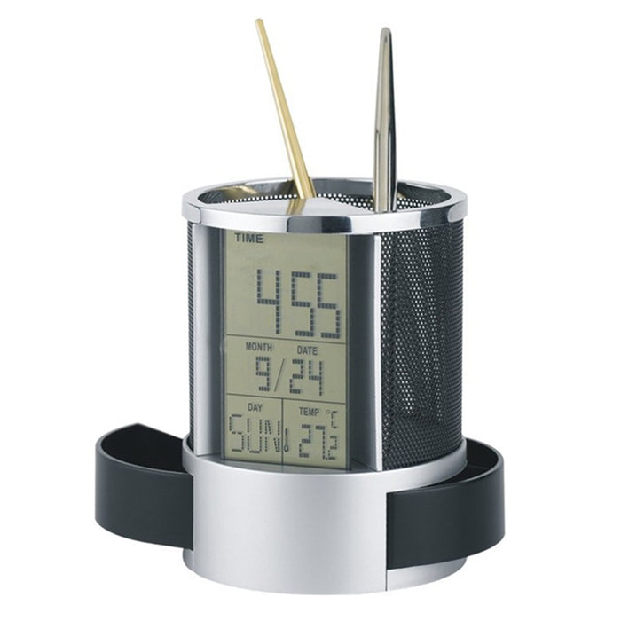 Réveil Horloge Porte-Stylo avec Calendrier - Dimensions de 11.5x8.5 CM