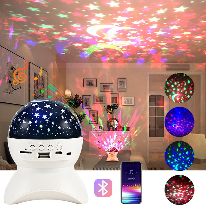 Veilleuse Étoile Rotative avec Musique pour Enfant - Créez une ambiance magique avec Bluetooth et USB