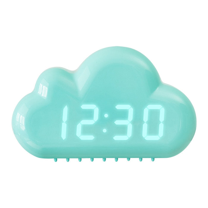 Réveil de Nuages à Commande Vocale, Horloges LED Kawaii, Snooze de Chevet, 10x4 CM