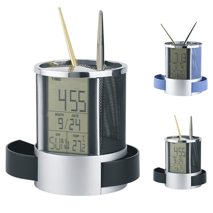 Réveil Horloge Porte-Stylo avec Calendrier - Dimensions de 11.5x8.5 CM