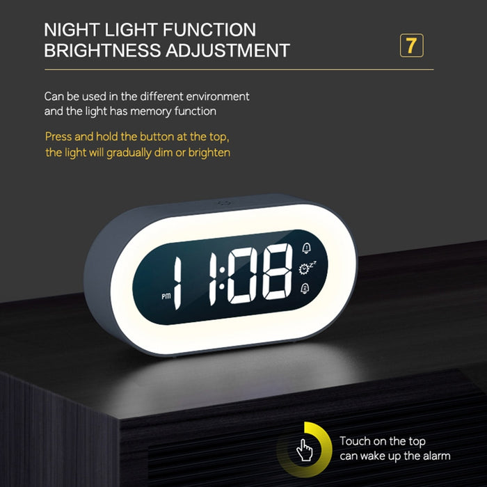 Réveil numérique à LED commande vocale Design veilleuse 12x8 CM